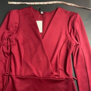 Shoulder Padded Wrap Dress W/O Tie Cefian Geometri